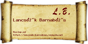 Lancsák Barnabás névjegykártya